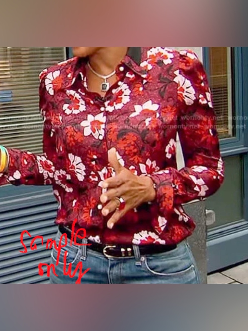 PLAINS & PRINT Trendy Boho Floral Button-Up Blouse